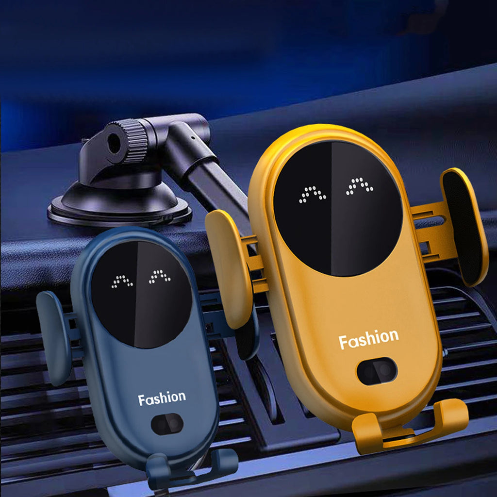 Auto Mount Phone Holder with Suction Cup Bracket 10W Car Wireless Charger Infrared Sensor Automatic Clamping Mobile Phone Stand