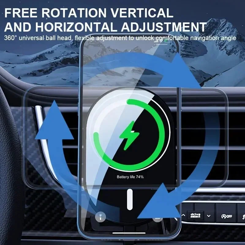 Strong Magnetic Car Wireless Charger Mount 360° Rotation Air Vent Holder For Magsafe iPhone 12-17 Pro Max Android Auto Daily Use