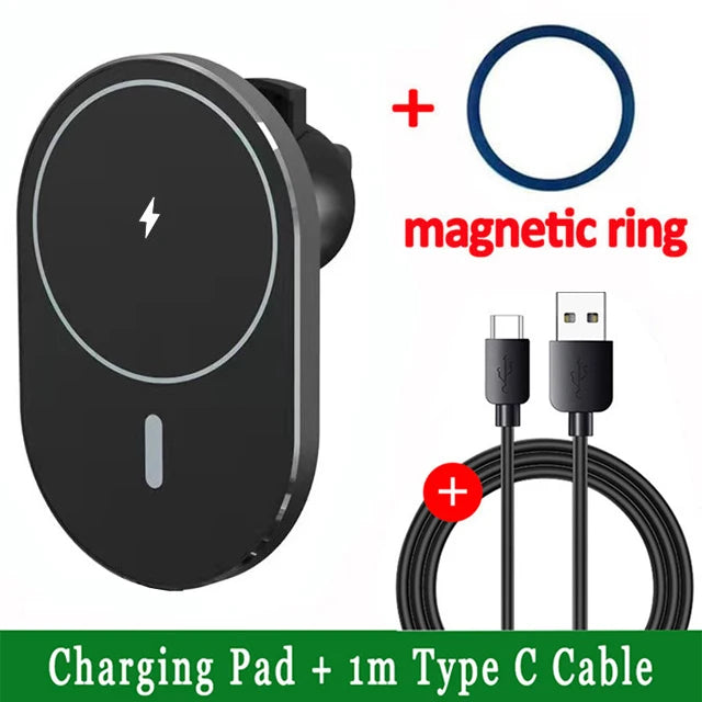 Strong Magnetic Car Wireless Charger Mount 360° Rotation Air Vent Holder For Magsafe iPhone 12-17 Pro Max Android Auto Daily Use