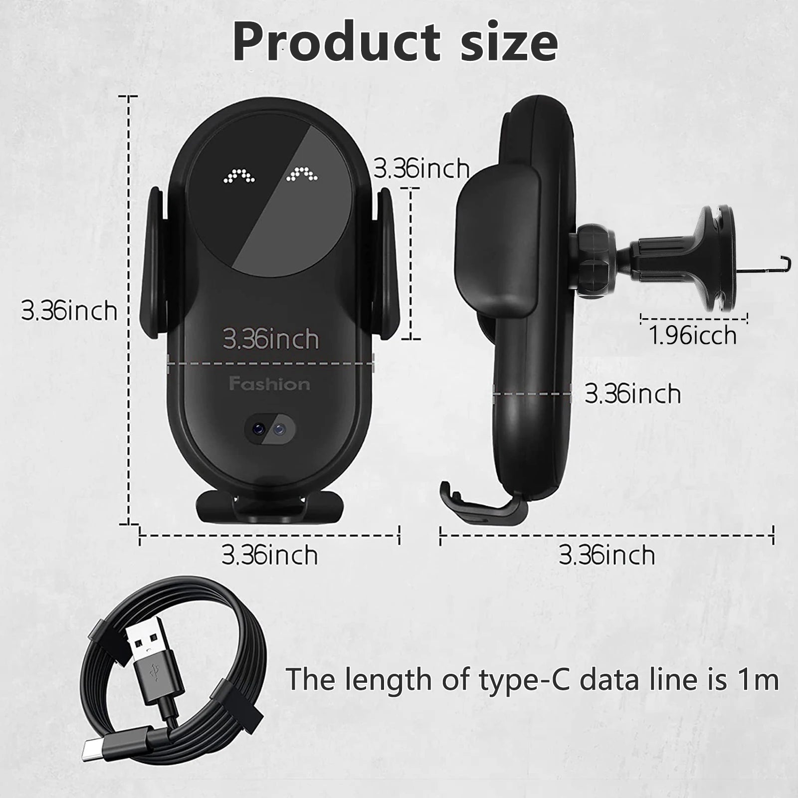 Auto Mount Phone Holder with Suction Cup Bracket 10W Car Wireless Charger Infrared Sensor Automatic Clamping Mobile Phone Stand